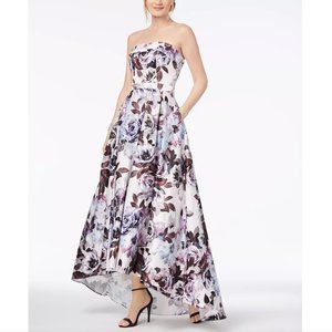 XSCAPE Strapless Floral Gown